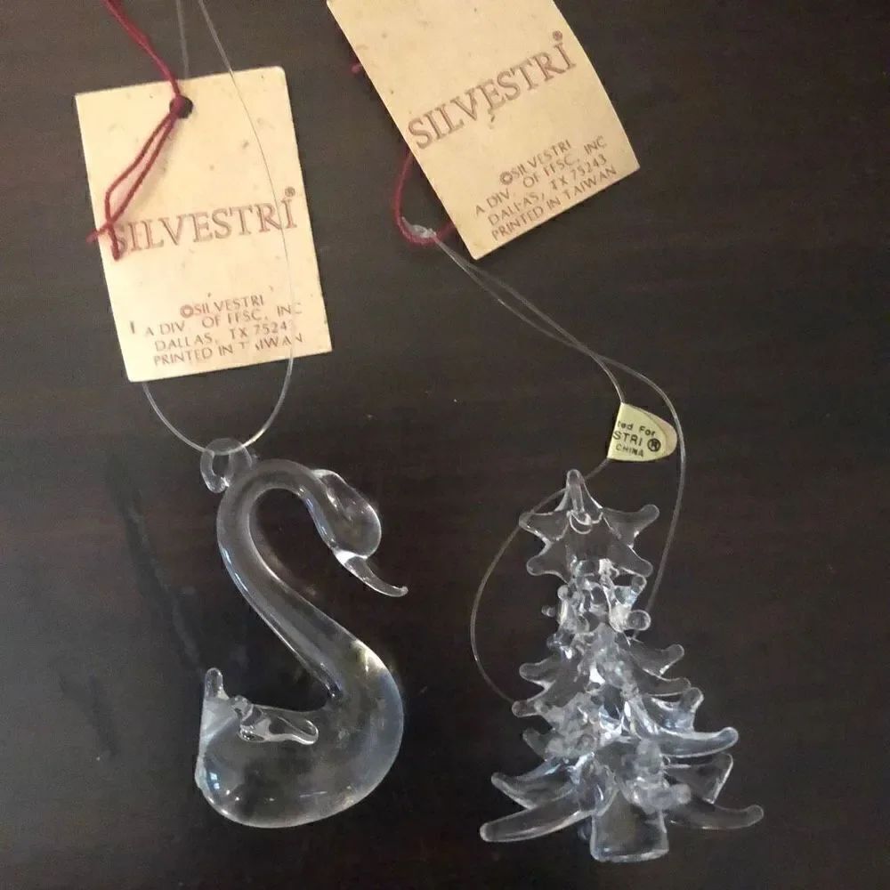 New 2 pc Vintage Silvestri Made in Taiwan him cologne mini ornaments glass Chris